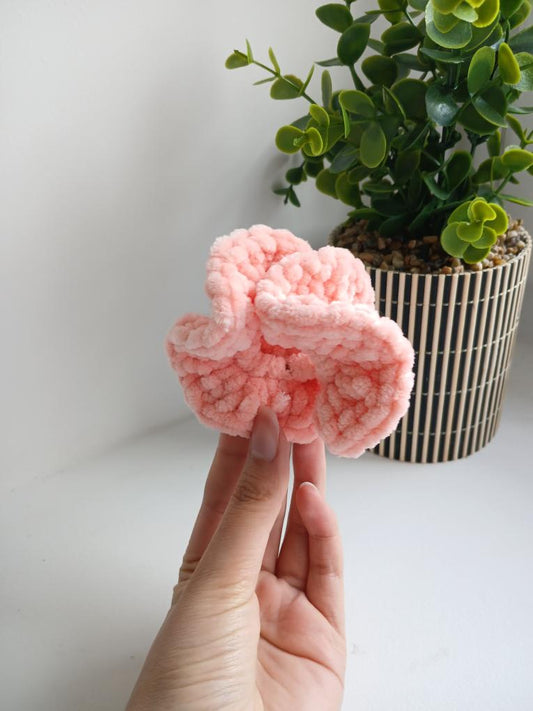 Chouchou rose en laine chenille