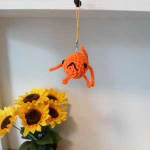 peluche poisson Steve au crochet orange artisanale