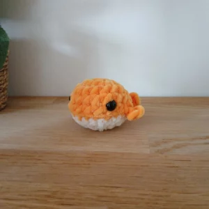 peluche mini baleine orange au crochet artisanale